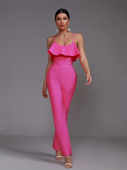 LLstyle Solid Layered Straight Leg Jumpsuit
