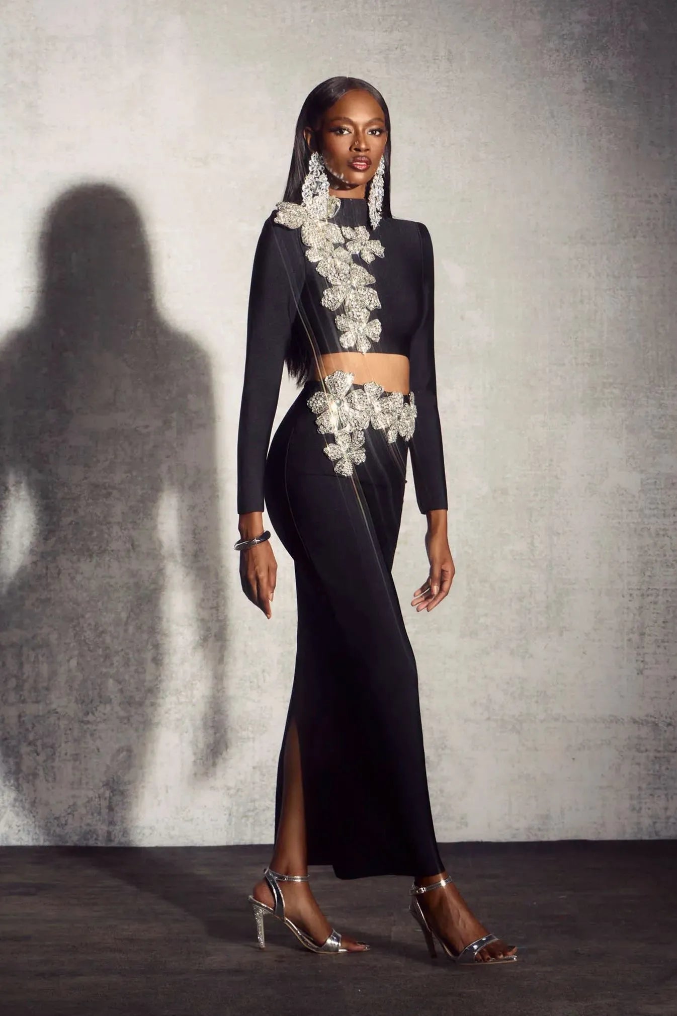 LLstyle Solid Spliced Diamonds Two Piece Set For Women