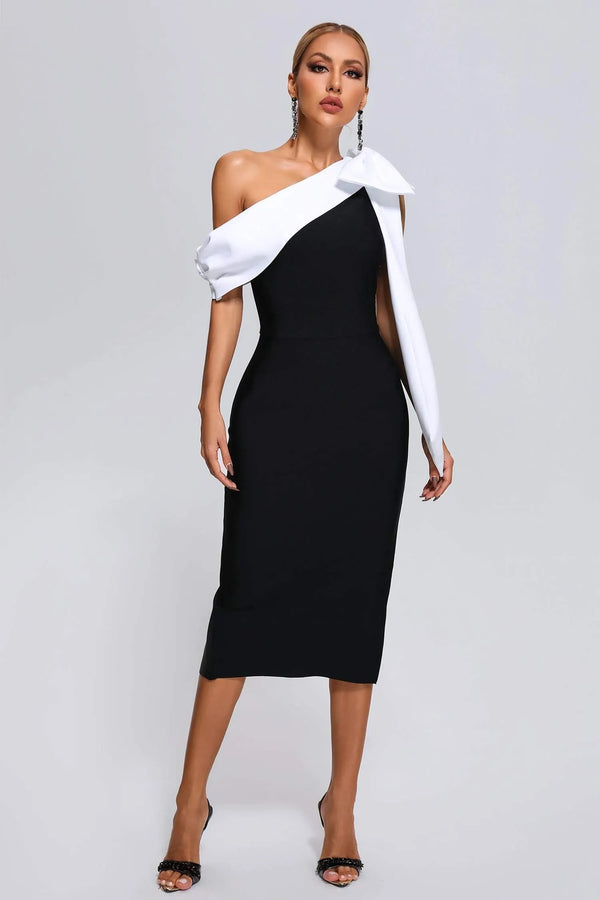 LLstyle One-Shoulder Bow-Knot Bandage Dress