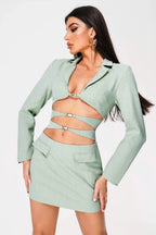 Yvette Cutout Mint Blazer Mini Dress