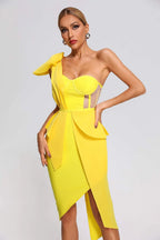 Romilia One-Shoulder Yellow Dress