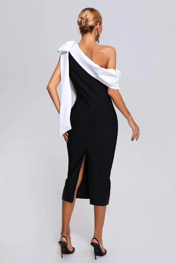LLstyle One-Shoulder Bow-Knot Bandage Dress