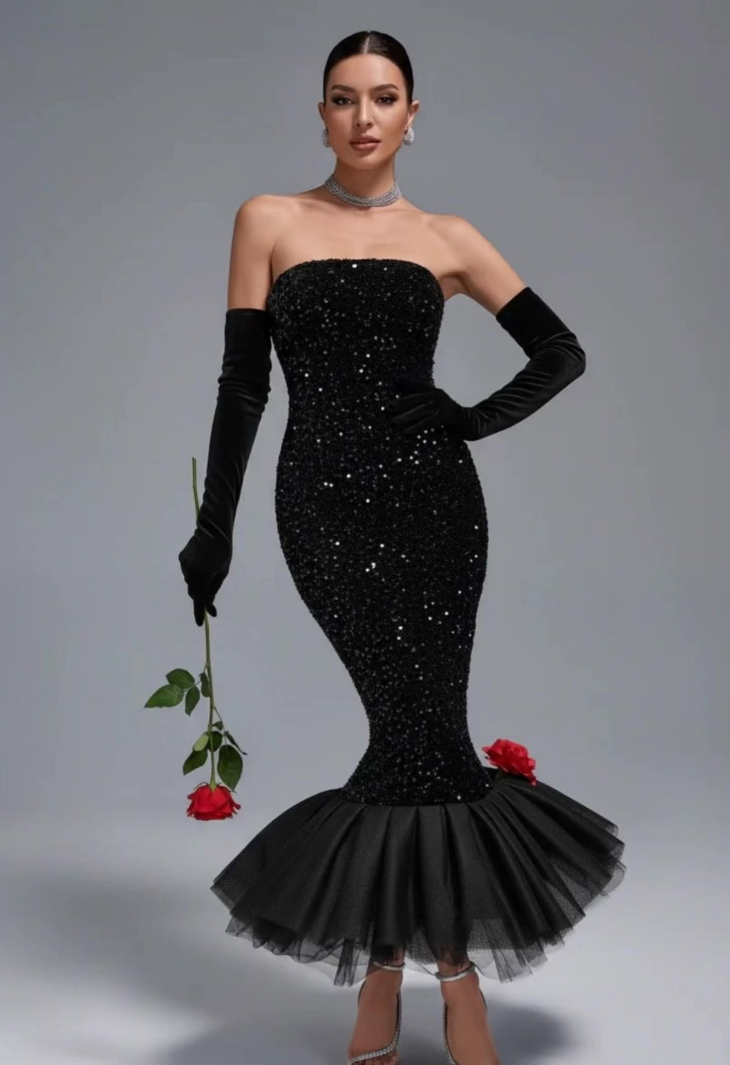 Kiara Evening Dress With Gloves