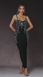 Mila Sparkling Noir Embellished Gown