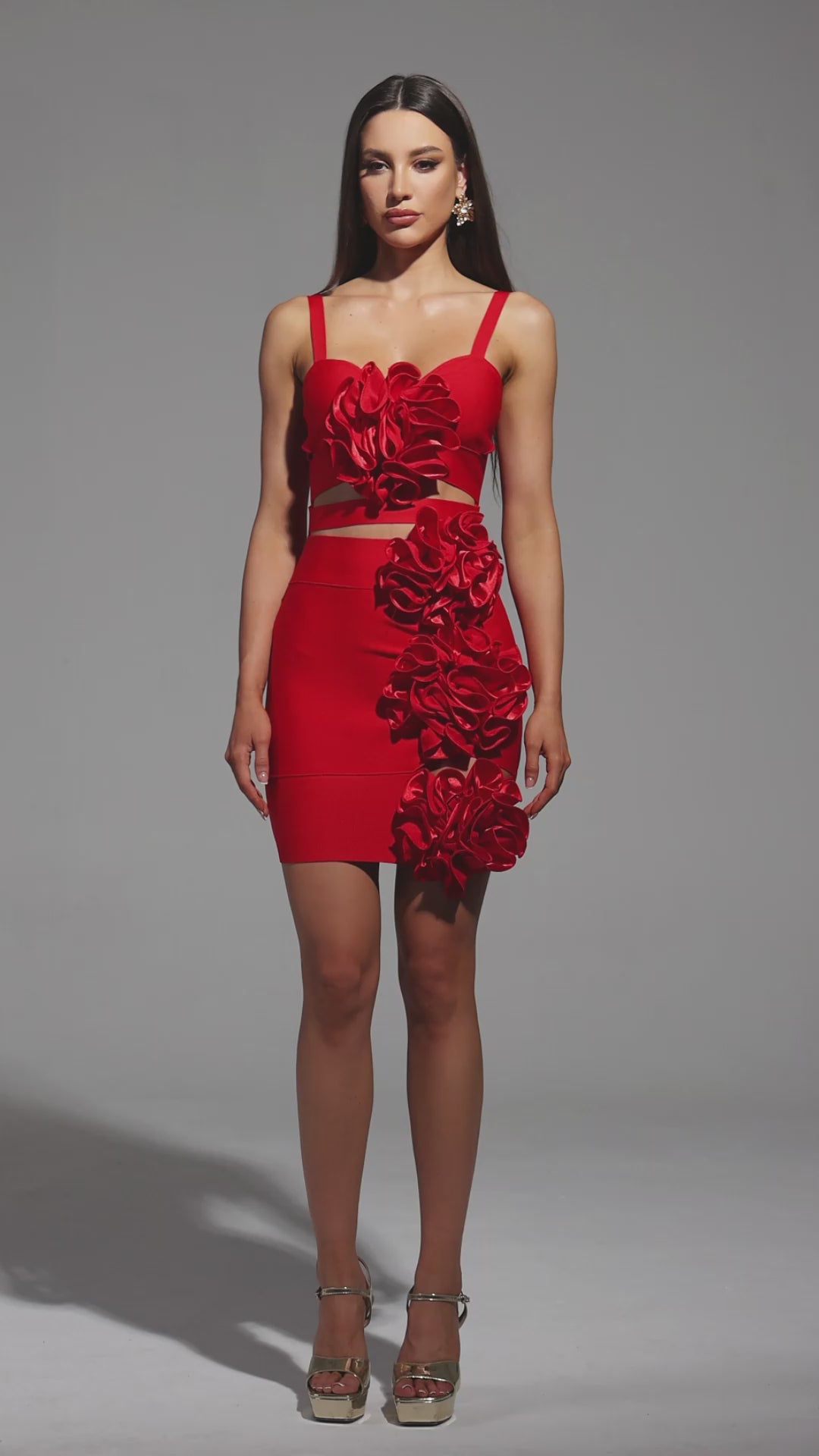 LLstyle Show-Stopping Red Two-Piece Couture Set