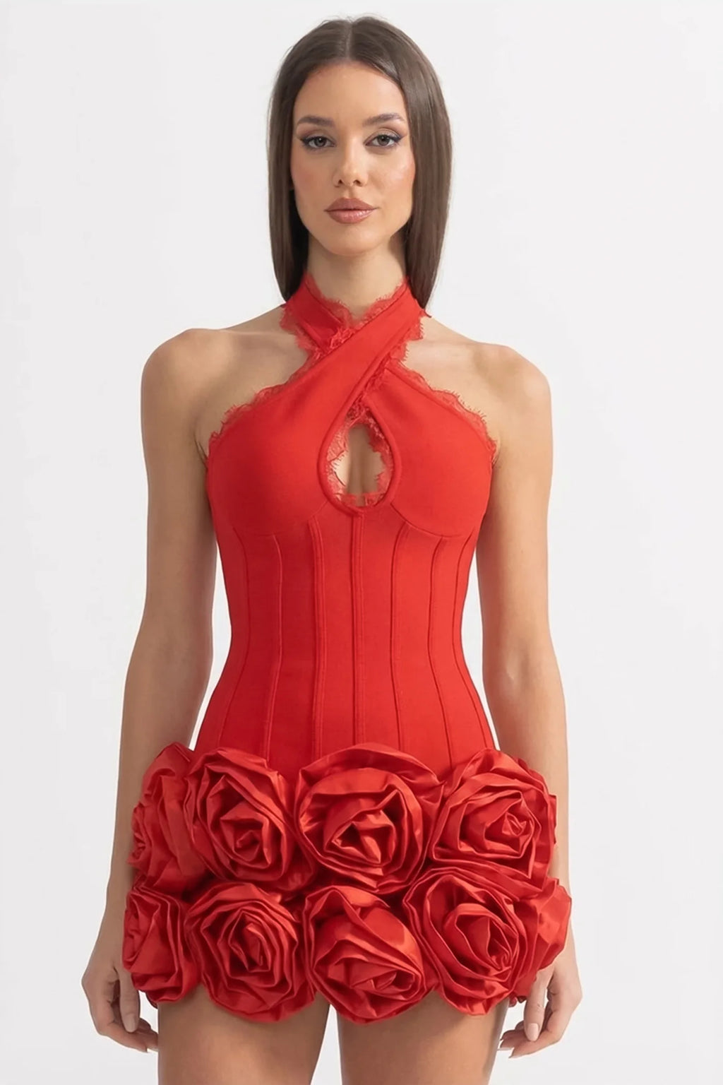 Séraphine Scarlet Rose Couture Mini Dress