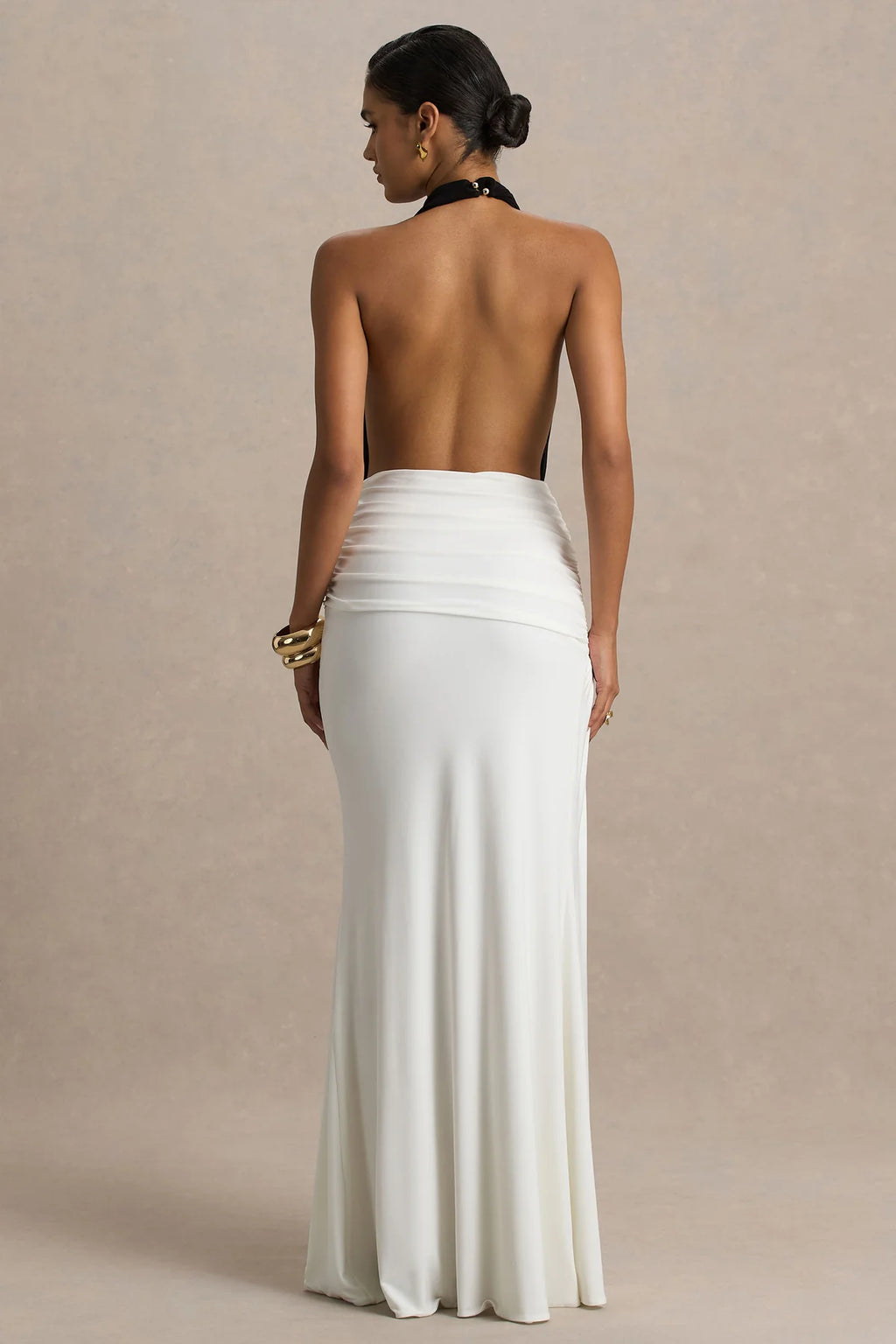 Solara Two-Tone Halter Maxi Dress