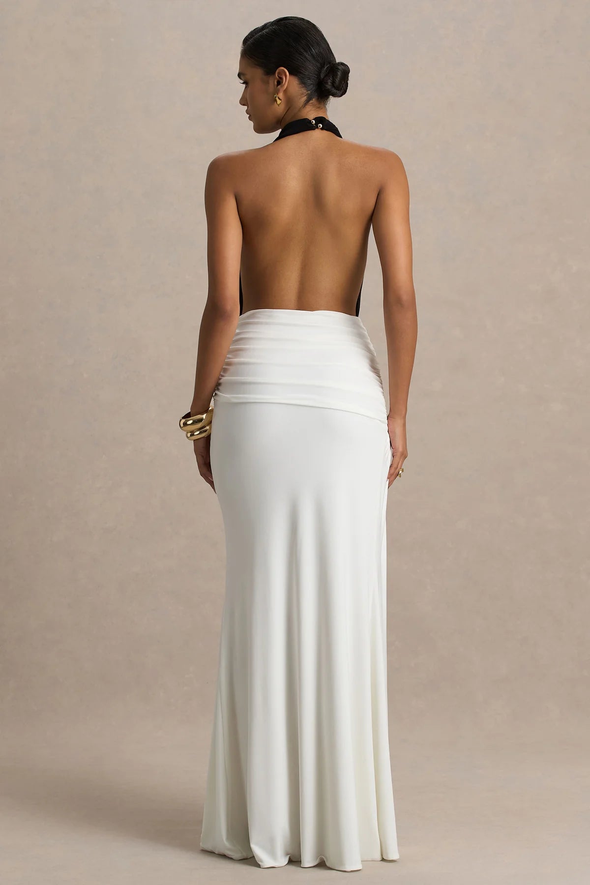 LLstyle Two-Tone Halter Maxi Dress