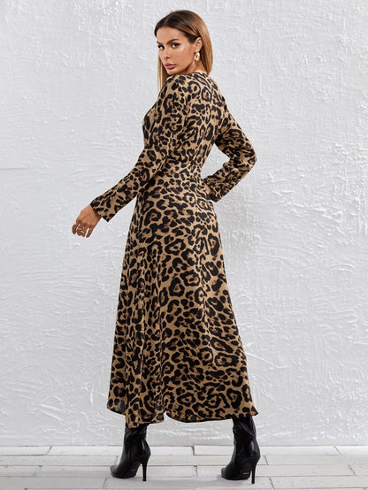 Unity Leopard Print Self Belted Wrap Dress