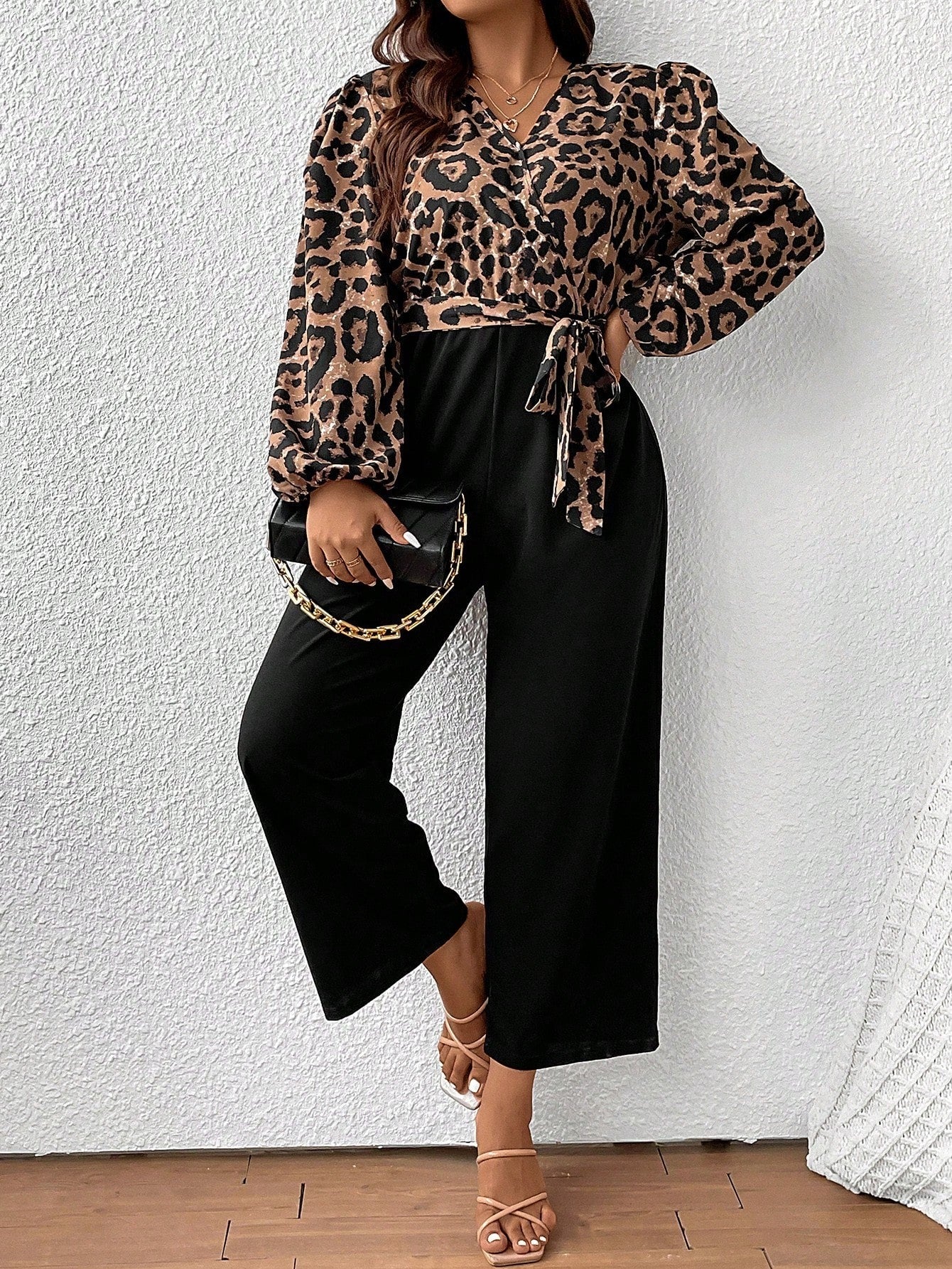 LLstyle Plus Size Leopard Print Jumpsuit