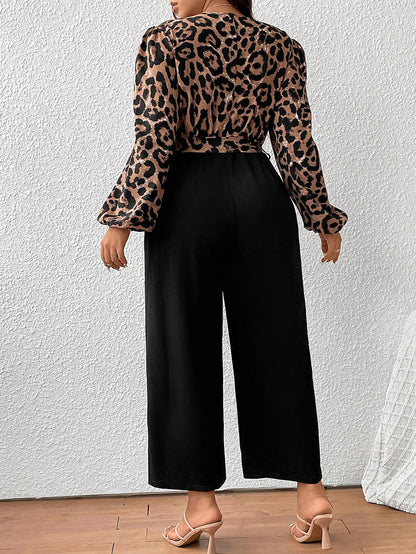 LLstyle Plus Size Leopard Print Jumpsuit