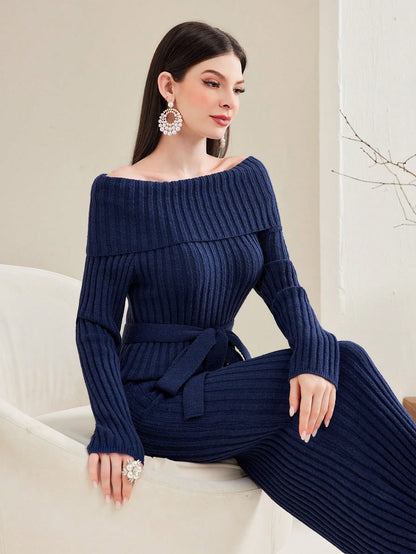 LLstyle Off Shoulder Bodycon Sweater Dress