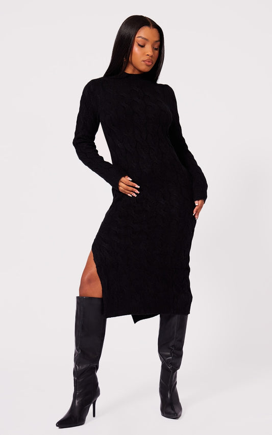 LLstyle Black Knit Maxi Dress