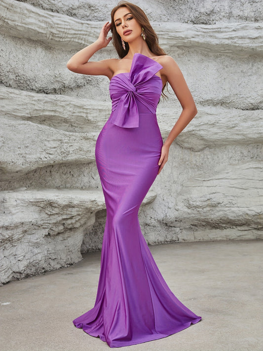 LLstyle Bow Front Floor Length Dress