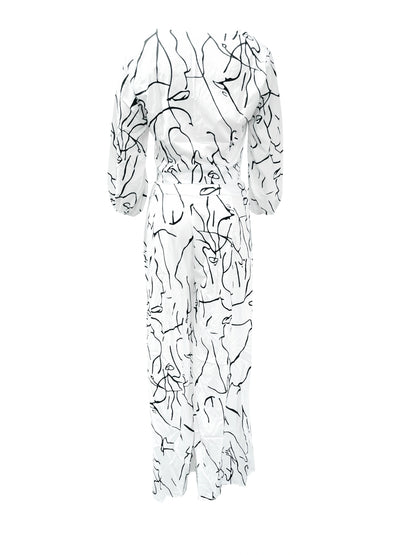 LLstyle Floral Print V-neck Lace Up Suit