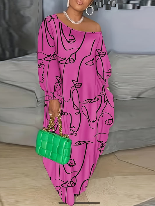 LLstyle Abstract Face Print Dress