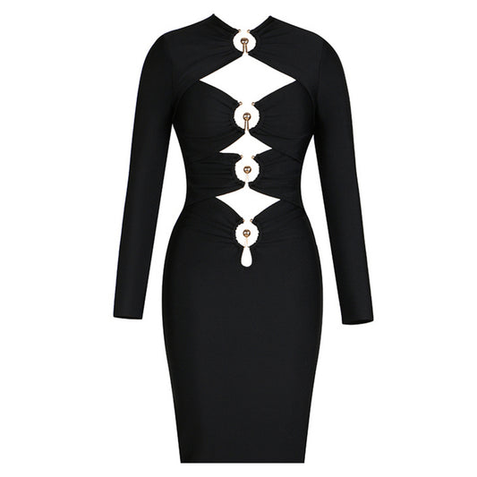 LLstyle Folded Detail Knit Sheath Midi Dress