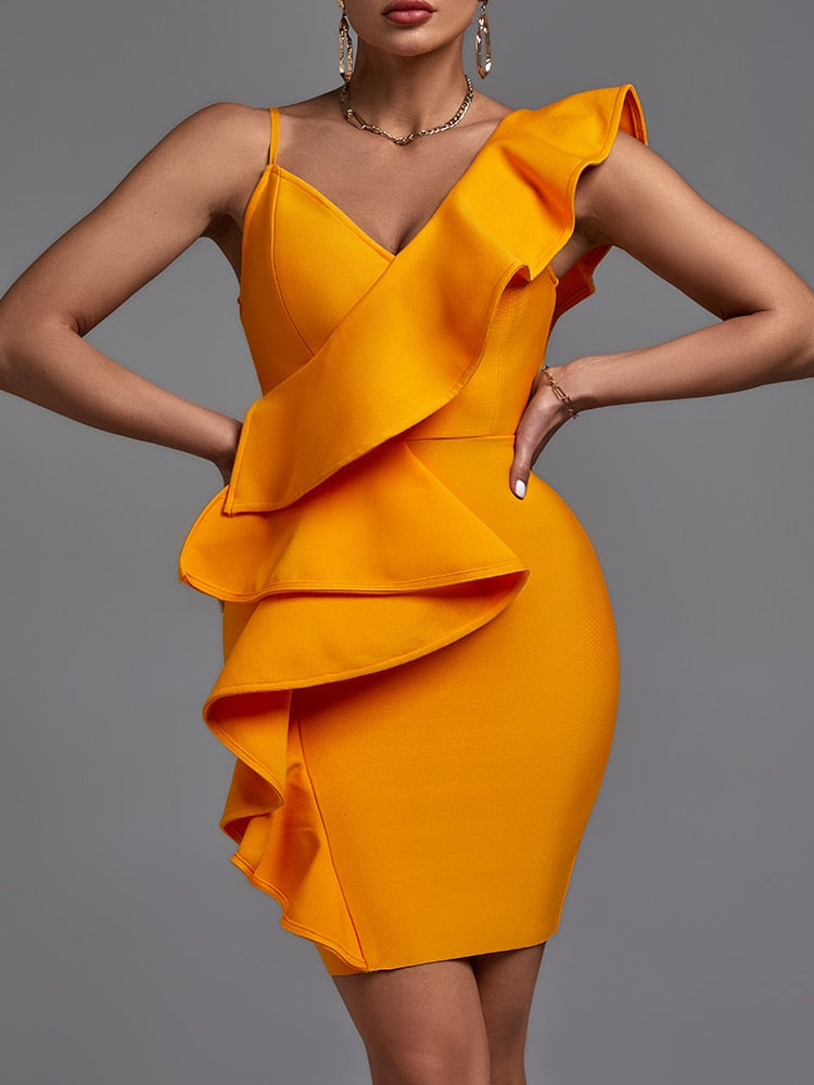 LLstyle Women Elegant Ruffle Evening Dress
