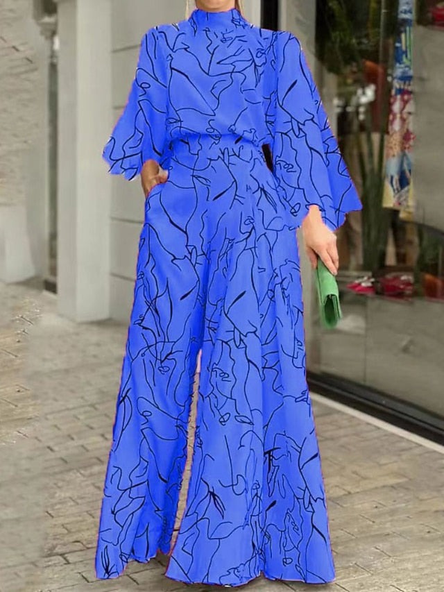 LLstyle Print Long Sleeve Jumpsuit With Floral